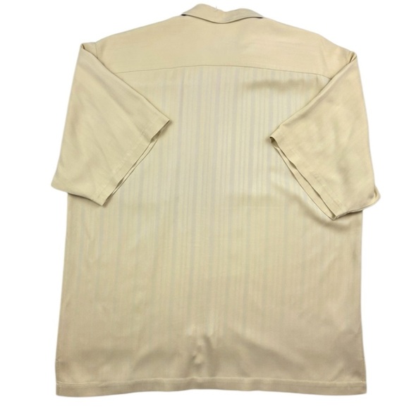 Tommy Bahama Yellow 100% Silk Textured Collared Short Sleeve Button Down Top (L) - Picture 2 of 15